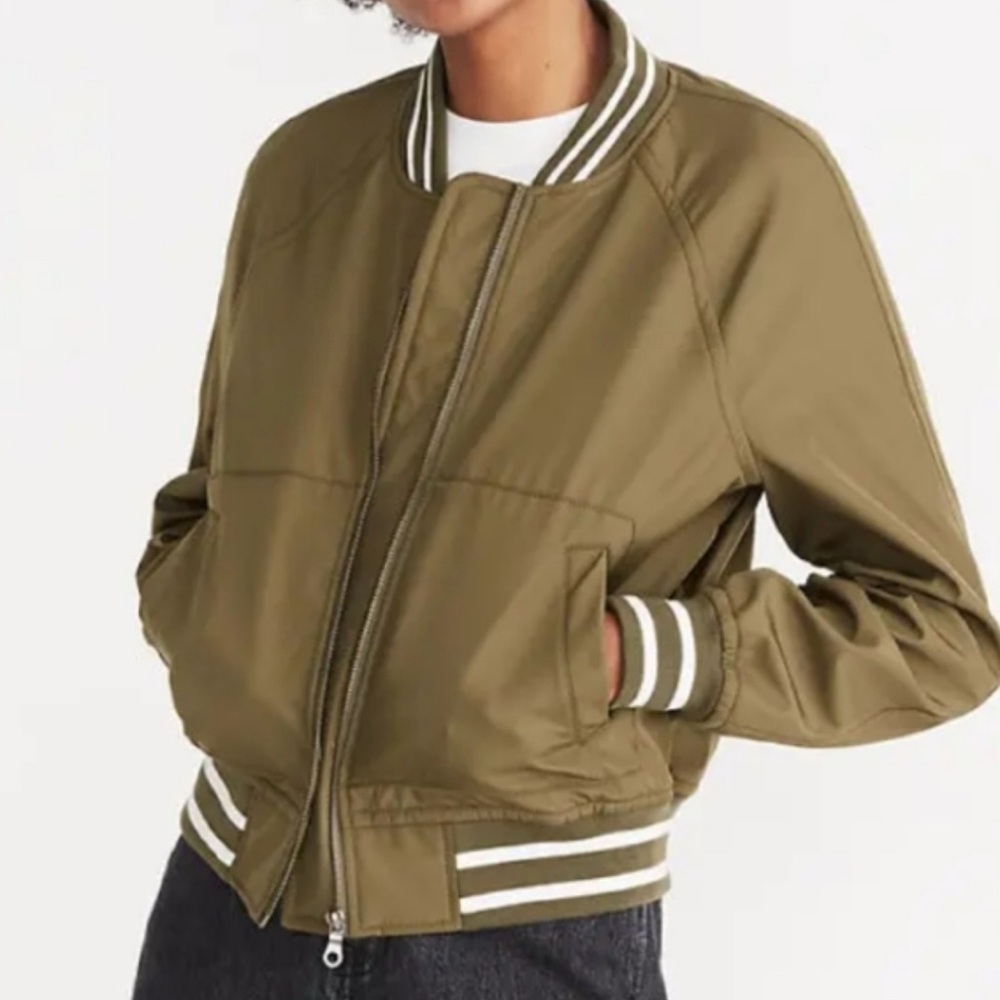 MADEWELL Olive Bomber Varsity Jacket